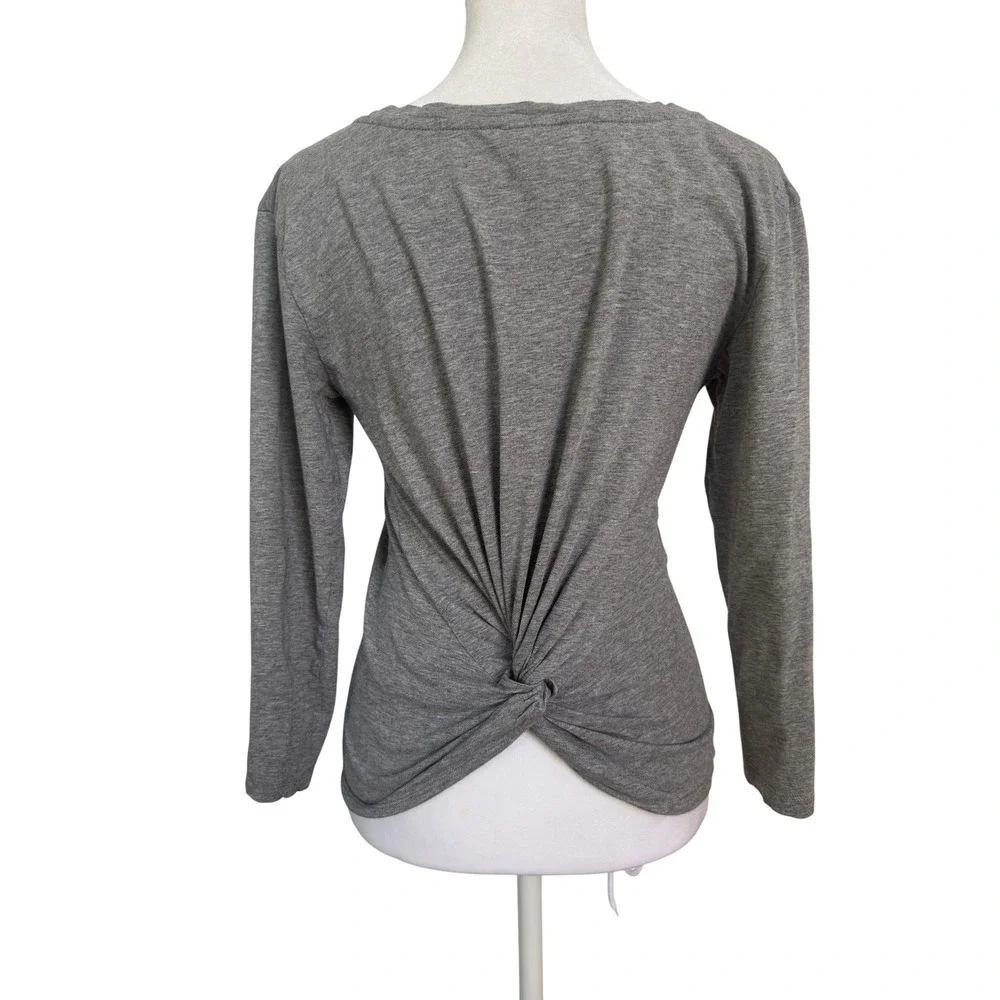 J. Crew‎ Gray Long Sleeve Twist Back Top Womens Size S